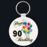 Happy 90th Birthday Gifts and Birthday Apparel Key Ring<br><div class="desc">Happy 90th Birthday - Birthday design for a special 90th Birthday. Great for any 90 year old! Oh - Let us be the first to say,  "Happy Birthday"! Customise this design by adding a name or even move the image around!</div>