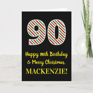 Happy 90th Birthday & Merry Christmas, Custom Name Card