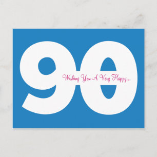 Happy 90th Birthday Milestone Postcards - in Blue