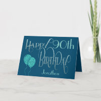 Happy 90th Birthday Name Blue