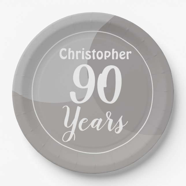 Happy 90th Birthday Paper Plate (Front)