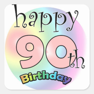 Happy 90th Birthday (Pink) Square Sticker