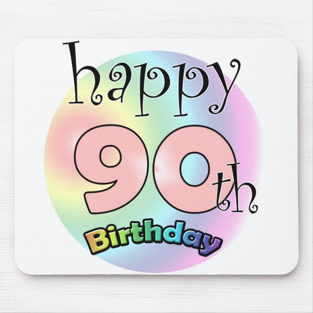 Happy 90th birthday (roze) mouse mat (Front)