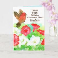 Happy 90th Birthday Special Friend Petunias Finch