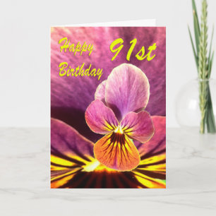 Happy 91st Birthday Flower Pansy Card