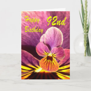 Happy 92nd Birthday Flower Pansy Card