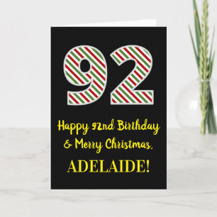 Happy 92nd Birthday & Merry Christmas, Custom Name Card
