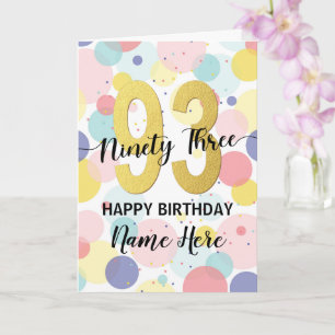 Happy 93rd Birthday Pastel Rainbow Gold Woman Card