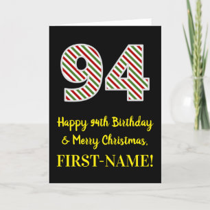 Happy 94th Birthday & Merry Christmas, Custom Name Card