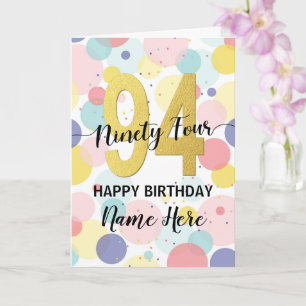 Happy 94th Birthday Pastel Rainbow Gold Woman Card