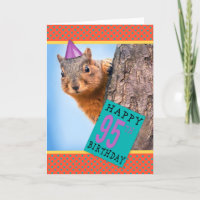 Happy 95th Birthday Cute Squirrel in Party Hat