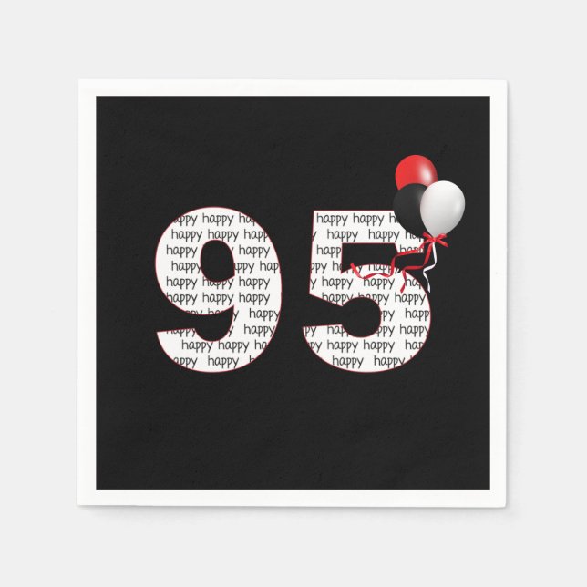 Happy 95th Birthday On Black  Napkins (Front)
