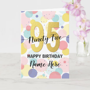 Happy 95th Birthday Pastel Rainbow Gold Woman Card