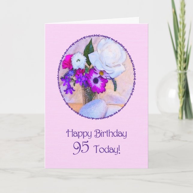 Happy 95th birthday with a flower painting card (Front)