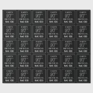 HAPPY 97TH BIRTHDAY; Art Deco Style w/ Custom Name Wrapping Paper