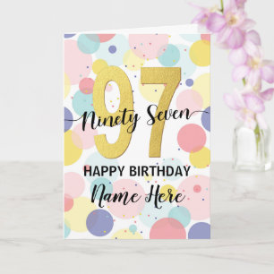 Happy 97th Birthday Pastel Rainbow Gold Woman Card