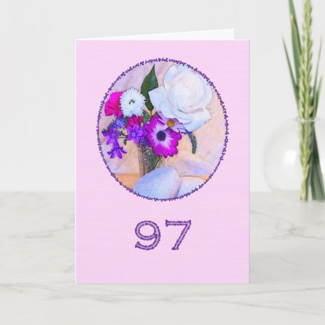 Happy 97th birthday with a flower painting card (Front)