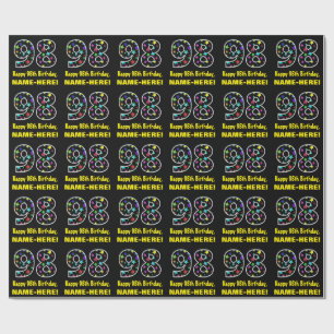 Happy 98th Birthday, Fun Colourful Stars Pattern 9 Wrapping Paper