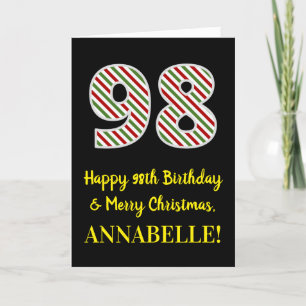Happy 98th Birthday & Merry Christmas, Custom Name Card