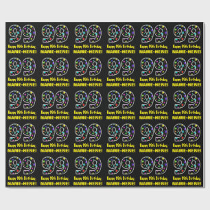 Happy 99th Birthday, Fun Colourful Stars Pattern 9 Wrapping Paper