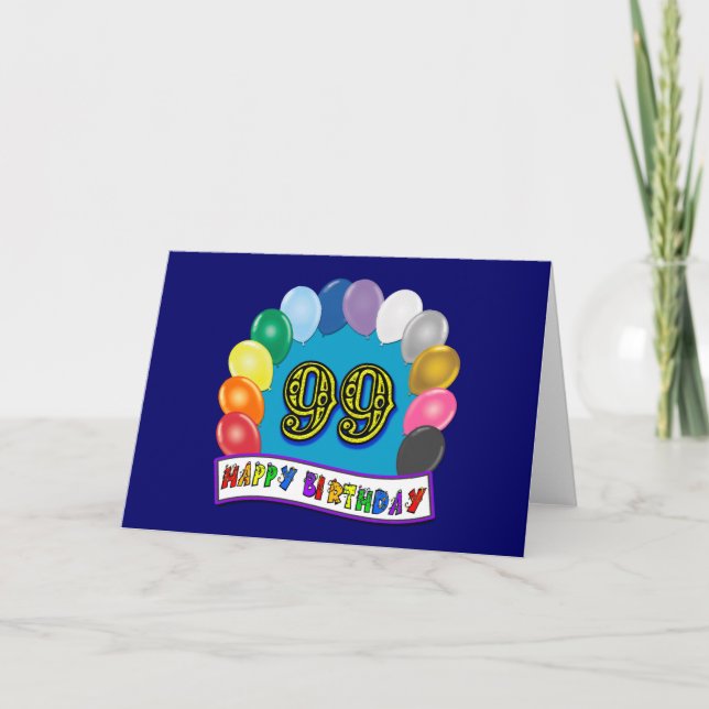 Happy 99th Birthday with Balloons Card (Front)