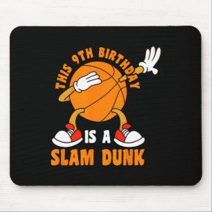 Happy 9 Birthday 9 Year Old Dab Bysketbyll 9th Bir Mouse Mat