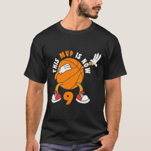 Happy 9 Birthday 9 Year Old MVP Basketball 9th Bir T-Shirt