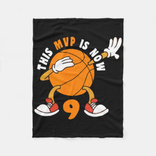 Happy 9 Birthday 9 Year Old Mvp Bysketbyll 9th Bir Fleece Blanket