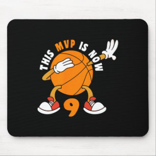 Happy 9 Birthday 9 Year Old Mvp Bysketbyll 9th Bir Mouse Mat