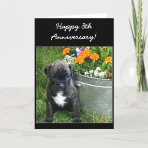 Happy 9th Anniversary boxer puppy greeting card