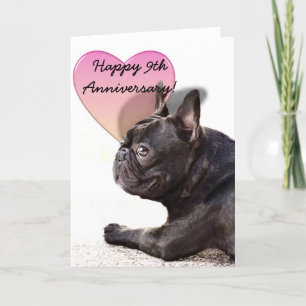 Happy 9th Anniversary French Bulldog greeting card