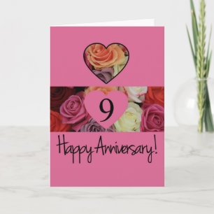 Happy 9th Anniversary roses Card