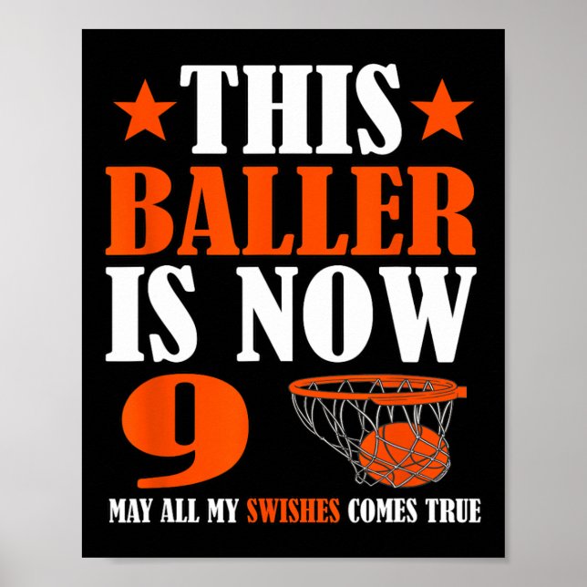 Happy 9th Birthday Basketball 9th Birthday  Poster (Front)