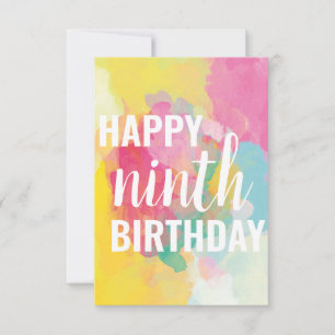 Happy 9th Birthday Card ("Watercolour Gradients")