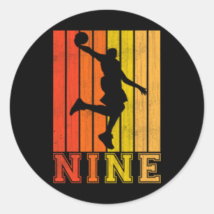 Happy 9th Birthday Decorations For Boys Basketball Classic Round Sticker