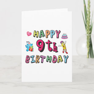 Happy 9th Birthday for 9 year old Kids B-day Card