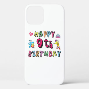 Happy 9th Birthday for 9 year old Kids B-day iPhone 12 Case