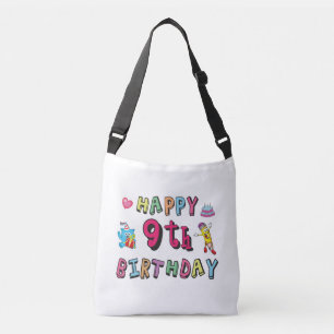 Happy 9th Birthday for 9 year old Kids B-day Crossbody Bag