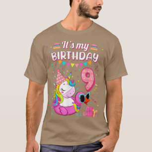 Happy 9th Birthday Girl Unicorn Duck Float Summer T-Shirt