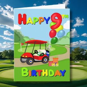 Happy 9th Birthday Red Boys Golf Card