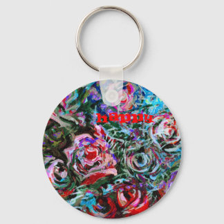 Happy Abstract Roses Keychain