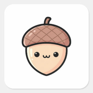Happy Acorn – Cute Kawaii Illustration Square Sticker