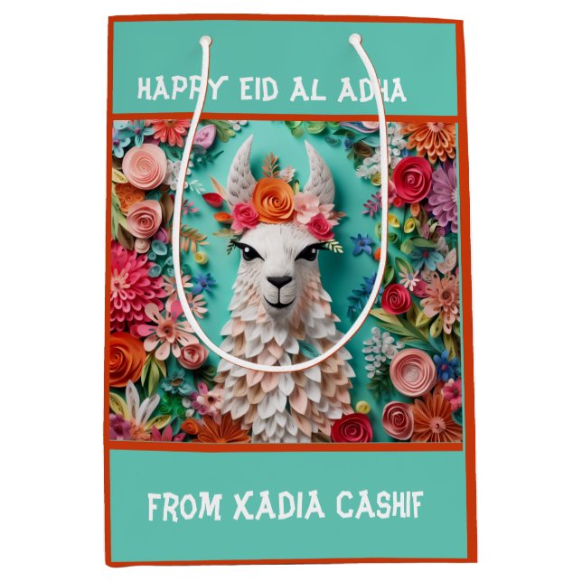 Happy Adha Eid- Bakra Eid Sheep Medium Gift Bag (Front)