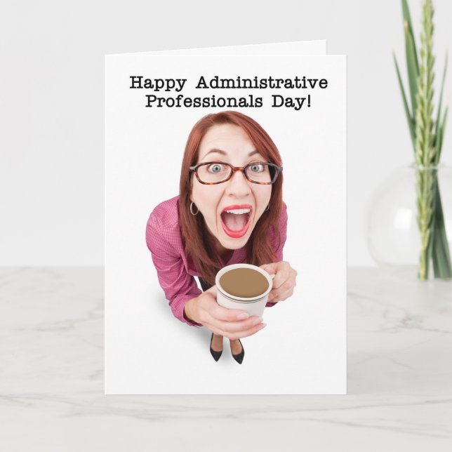 Happy Administrative Professionals Day Happy Woman Card (Front)