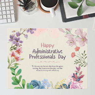 Happy Administrative Professionals Day Watercolor Holiday Postcard