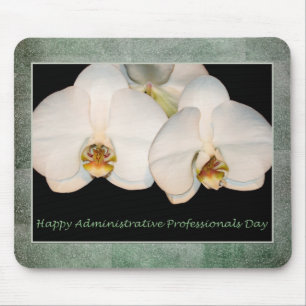 Happy Administrative Professionals White Orchids Mouse Mat
