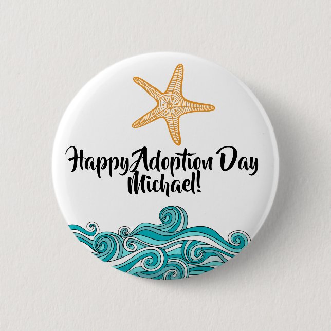 Happy Adoption Day Button, Party Button (Front)