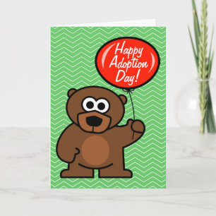 Happy Adoption Day card   teddy bear with balloon