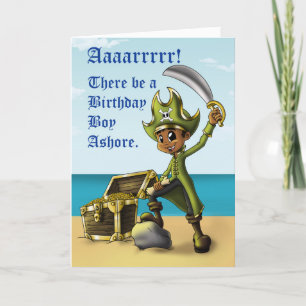 Happy African American Boy Pirate Birthday Card