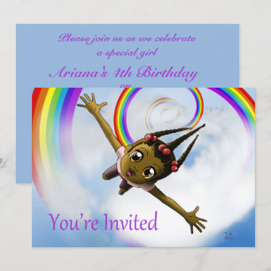 Happy African American Girl Birthday Party Invitation